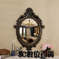 ins化妝鏡 歐式梳妝臺鏡貼墻玄關鏡美容院床頭鏡掛墻穿衣鏡創意壁掛浴室鏡子
