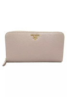 Prada 二奢 Pre-loved Prada Round long wallet round zipper long wallet leather beige