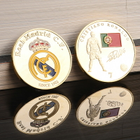 俄羅斯世界杯C羅皇家馬德里葡萄牙足球羅納爾多鍍金幣紀念章徽章