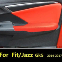 Microfiber Door Panel Armrest Leather Cover Protective Trim For HONDA 3th Gen Fit /Jazz GK5 2014 2015 2016 2017 2018 2019 2020