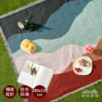 好物良品 獨家設計棉麻編織防水防髒野餐露營地墊130x180cm_五種款式 草地地墊 露營墊 草地萬用毯