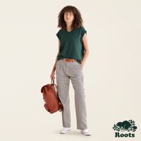 Roots女裝-率性生活系列 格紋打摺長褲-拼色