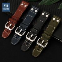 22mm High Quality Retro with Willow Nails Italian Cowhide Watch Strap for Citizen Hamilton Seiko IWC Vintage Bracelet Watchband