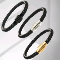 Gelang Kulit Asli MOTIONARTE STUDIO CLYDE MAGNET GOLD / BLACK/ SILVER
