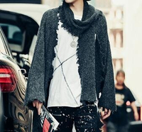 FINDSENSE Z1 韓國 時尚 潮 男 寬鬆 無扣 破洞 圍巾搭配 毛衣 針織襯衫 外套