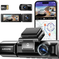 AZDOME 3 Channel 4K Dash Cam for Cars, 4K+1K Dash Cam Front and Rear, 1440P+1080P+1080P Triple Dash Cam
