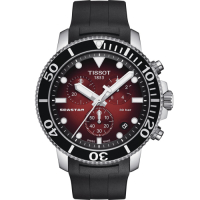 TISSOT Seastar 海星300米潛水石英錶-橡膠款(T1204171742100)紅-45.5mm