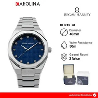Jam Tangan Pria Regan Harney RH010-03 Moissanite Regal Blue Dial Stainless Steel Strap