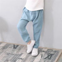 2-7 Yrs Linen Pleated 2023 Baby Boys Girls Summer Cotton Pants Kids Clothes Child's Sweatpants Anti-mosquito Trousers Breathable