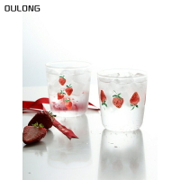 草莓玻璃杯北歐ins風早餐杯簡約家用牛奶杯茶杯水杯果汁杯