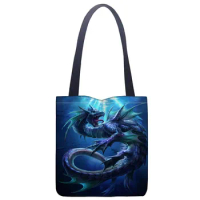 Custom Dragon printing shoulder bag canvas tote bag shopping travel book handbag custom logo