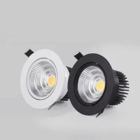 Dimmable LED Downlight COB 3W 5W 7W 10W 15W 20W RGB Ceiling Recessed Lights AC85-265V Panel light Lamp Black Indoor Lighting
