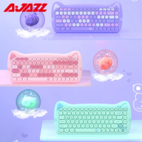 AJAZZ 3060i Bluetooth Keyboard 84 Keys Keyboard Portable Wireless Keyboard Round Key Cap Girls Cute Gift for PC Desktop