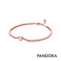 【Pandora官方直營】璀璨之心寶石手鏈：鍍14k玫瑰金