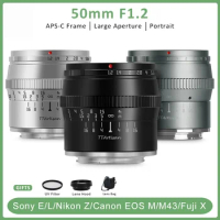 New 50mm F1.2 APS-C Large Aperture Manual Focus Fixed Focus Lens for Sony E Fujifilm M4/3 Canon M Nikon Z L Mount Cameras