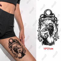 Waterproof Temporary Tattoo Sticker Snake Girl Skeleton Female Ghost Mirror Stickers Fake Tatto Flash Tatoo Body Art Men Women