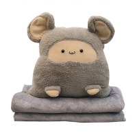 【Kyhome】卡通珊瑚絨毛毯 可愛抱枕被子兩用 辦公室空調毯/冷氣被