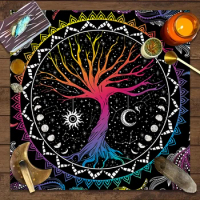 1pc Life Tree Tarot Card Table Cloth, Witchcraft Astrology Decoration Oracle Card Mat, Magic Art Divination Altar Table Cloth