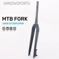 Winowsports Taper 26/27.5/29" Rigid Bicycle Fork Carbon MTB Fork Full Carbon Fiber Bike Front Fork