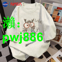 NASA街頭嘻哈創意印花短袖t恤男女夏季寬松休閑時尚百搭純棉上衣
