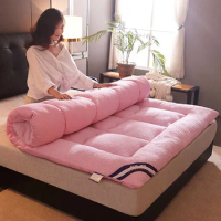 Soft Tatami Mattress Lamb Cashmere Fold Adults Bedding Mattress Topper Tatami Thick Warm Mat With Straps Twin Queen King Size