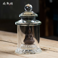 歐斯特 藏傳佛教 小佛像水晶玻璃罩佛龕防塵罩透明展示盒佛像罩子