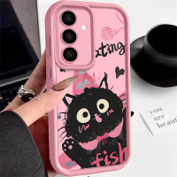 เคสโทรศัพท์, การออกแบบลูกแมวสีชมพูสีดำสร้างสรรค์ใหม่, เข้ากันได้กับ Samsung Galaxy A55, A54, A35, A5