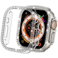 Watch Cover For Apple Watch Ultra 49mm Double Diamond PC Protective Case Bumper for iWatch Series 8 Pro/Ultra 49MM Accessories