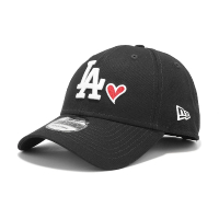 【NEW ERA】棒球帽 Essential MLB Heart 黑白 940帽型 可調帽圍 洛杉磯道奇 LAD 老帽(NE70609996)