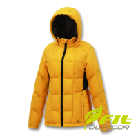 【Fit 維特】女-輕量防潑水保暖羽絨外套-金黃色 FW2303-34(保暖外套/連帽外套/風衣/衝鋒衣/羽絨衣)
