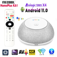 Mecool KA1 Home Plus Smart Speaker G0gle Voice Android 11 TV Box 2 in 1 Multifunction Amlogic S905X4 Support AV1 DVB-T/C Tuner