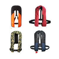 ผู้ใหญ่อัตโนมัติคู่มือพอง PFD เสื้อชูชีพเสื้อชูชีพอยู่รอดว่ายน้ำพายเรือตกปลา150N พยุง