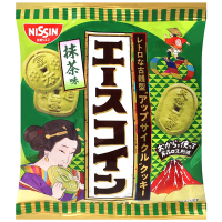 (即期良品)日清NISSIN 日式古幣造型餅乾[抹茶風味] 75g