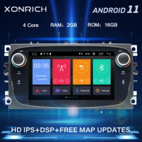 Android 11 Car Radio For Ford Focus 2 3 Mk2 Kuga Mondeo 4 Fiesta Transit Connect C-MAX Multimedia GPS Navigation DSP Head unit