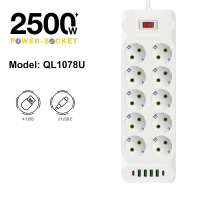 Stop Kontak USB Type C colokan listrik 10A 250 V 2500 W 1.8 meter