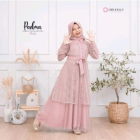 Gamis anak Setelan Syari anak Padma syari+hijab Crinkle brukat tile Terbaru 2024 Cardy tunik COD Mus
