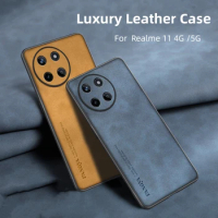 Case For Realme 11 4G 5G Luxurious Leather Matte Feel Back Cover For Realme 11 Thin Shockproof Bumper Realme11 Cases Funda Coque