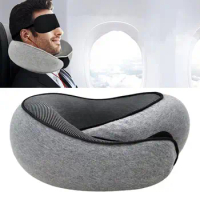 32*26cm Memory Foam Travel Neck Pillow 360 Degree Support U-Shaped Airplane Pillow Portable Adjustable Fastener Tape Nap Pillow