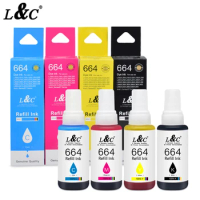 4PCS 664 Refill Ink Set Dye Ink For Epson L Series Printer L100 L101 L110 L120 L130 L200 L201 L210 L220 L221 L300 L301 L303 70ML