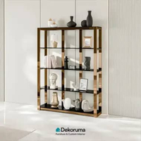 Dekoruma Tenzo MORGAN Rak Display / Rak Dekorasi Premium / Rak Pajangan Rose Gold