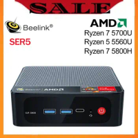 Beelink Mini PC SER5 Pro Max AMD Ryzen 5 5560U 7 5700U 5800H SER Desktop Gaming Computer WiFi6 BT5.2 DDR4 16GB 500GB SSD 32GB 1T