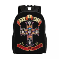 Customized 3D Printing Hard Rock Band Guns N Roses Backpack Bullet Logo College School Travel Bags Bookbag Fits 15 Inch Laptop