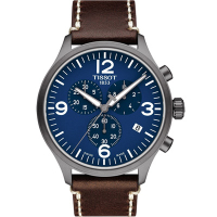 TISSOT天梭 韻馳系列 Chrono XL 計時時尚腕錶-藍色x咖啡色/45mm