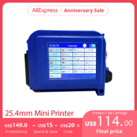 25.4mm Mini Inkjet Printer Unlocked Portable QR Bar Batch Code Date Number Logo Expiry Date Label Printers Ink Jet Printer