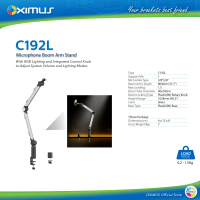 Oximus C192L Aluminum RGB Microphone Boom Arm Gaming Proffesional Content Creation PodCaster dan Str