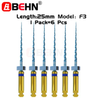 6pcs/Box BEHN Dental Endo Blue Root Canal Rotary File Thermal Activation NiTi Files Engine Use F3 0930# 21mm/25mm Taper 04/06
