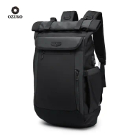 OZUKO Men Backpack Fashion Schoolbag for teenager Male 17 inch Laptop Backpacks Water Repellent Oxford Travel Bag USB Mochila
