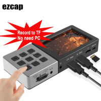 Ezcap 273 HD 1080P 60fps HDMI Video Capture Card Game Live Streaming Recording Box with LCD Screen Playback Player Mic In Audio