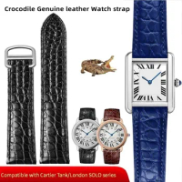 High Quality Crocodile Genuine leather Watch strap for cartier tank London solo series leather watchband men women 14-25MM