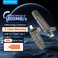 MOVESPEED 1000MB/s Solid State Pen Drive 1TB USB3.2 Gen 2 Type C Pendrive 128GB 256GB 512GB Flash Drive for PC Laptop Smartphone